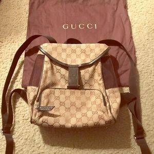 Gucci G5 Brown Monogram Backpack/w Dust Bag.